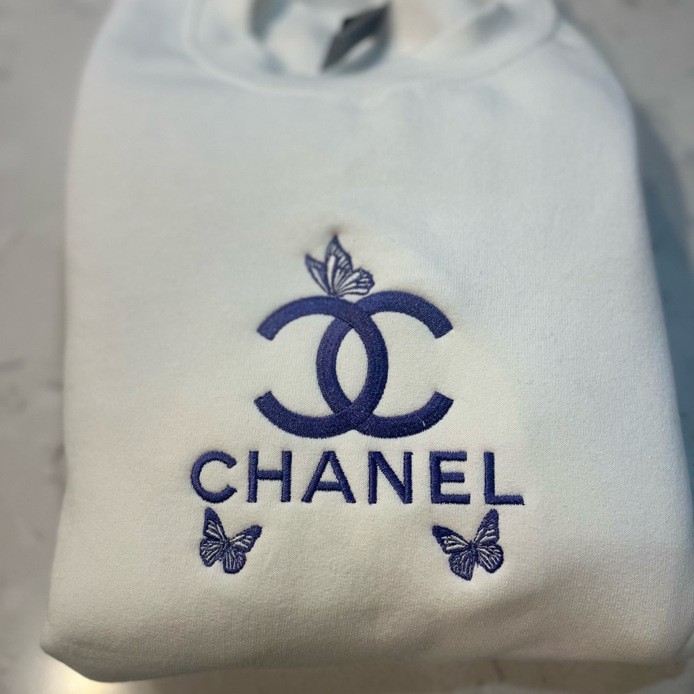 Embroidered Chanel Butterfly Crewneck